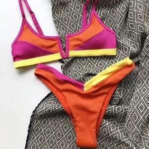 Colorblock Ribbed Bikini
